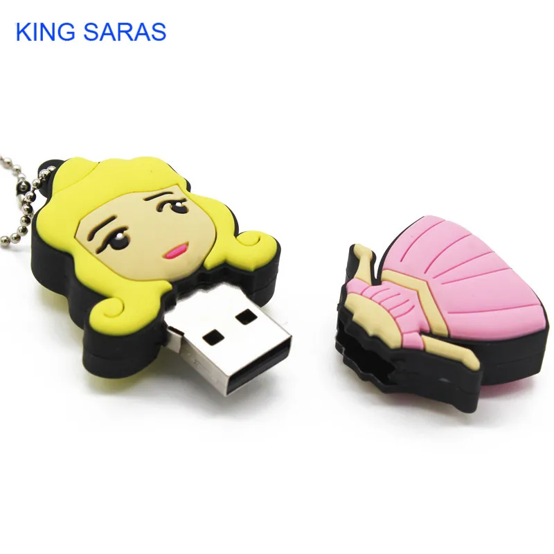 Модель с милой принцессой из мультфильма KING SARAS, usb флеш-накопитель 2,0, 4 ГБ, 8 ГБ, 16 ГБ, 32 ГБ, 64 ГБ, милый подарок