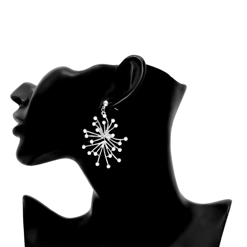 simulated pearl snowflower statement earrings fashion jewelry dangle for women oorbellen | Украшения и аксессуары