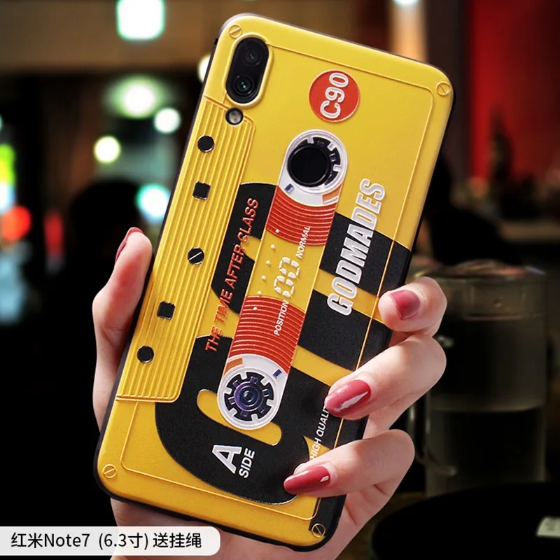 Retro Music tape classic Radio embossed Relief case For XIAOMI MI 9 MI9 MI9SE Redmi note 7 note7 Note7Pro cover |