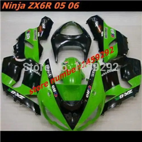 

HW- Motor ABS Fairing Kits Parts KAWASAKI Ninja ZX6R 05 06 ABS Parts ZX6R 2005 2006 green-black Ning