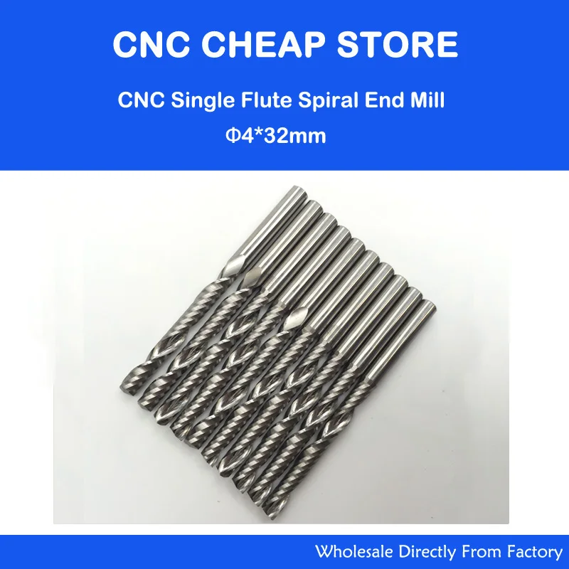 Promotion 5pcs/lot High Quality Cnc Bits Single Flute Spiral Router Carbide End Mill Cutter Tools 4 x32mm OVL 55MM | Инструменты