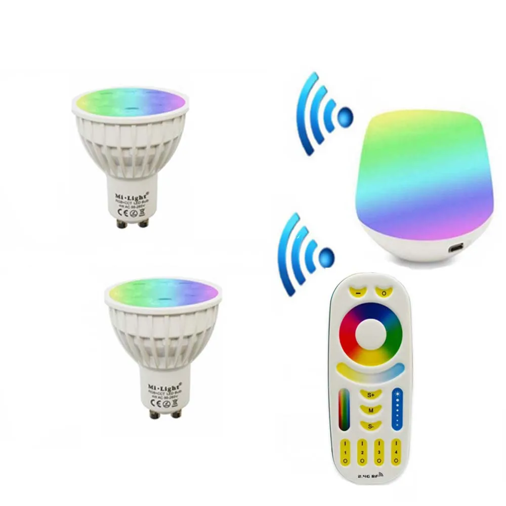 2 4G Gu10 4W Светодиодная лампа AC85 265V Mi светильник RGB + CCT Led IBX1 удаленный Wifi RGBW