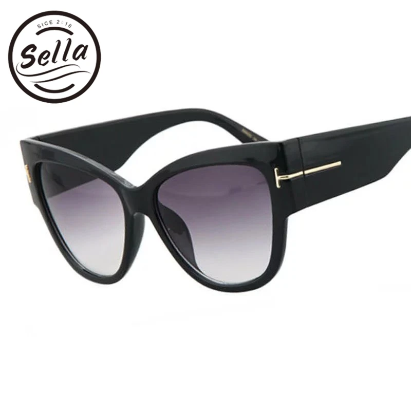 Sella винтажные негабаритные кошачий глаз солнцезащитные очки модные брендовые