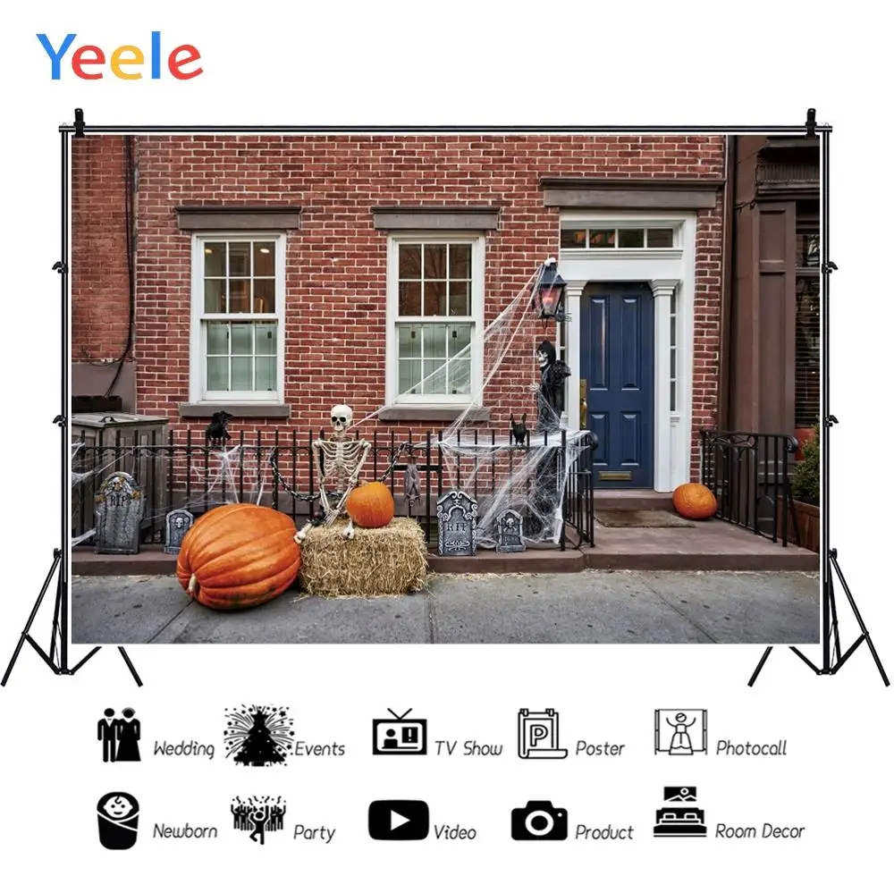 Yeele Хэллоуин Тыква гробница скелет паук веб-летучая мышь фотографии фоны