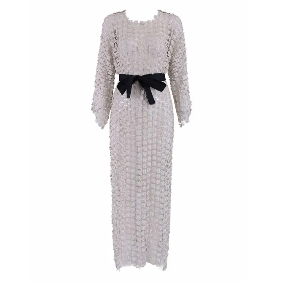 New Summer Celebrity Party Women Dress Long Sleeve O-Neck Belt Sexy Night Out Club Maxi Vestidos | Женская одежда