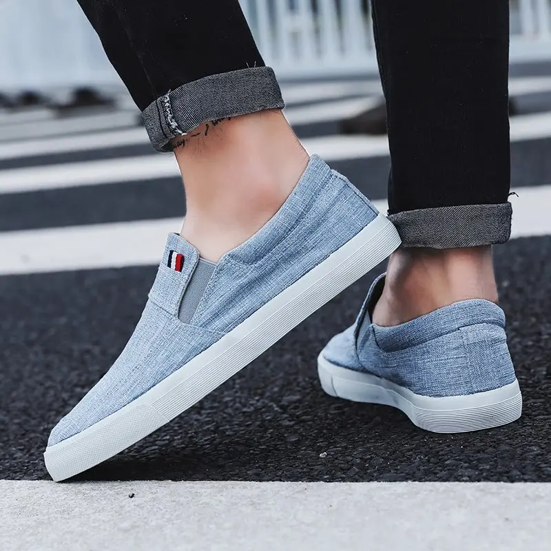 TAOFFEN Simple Men Casual Shoes Slip On Round Toe Flats Solid Color Breathable Male Loafers Size 38-44 | Обувь