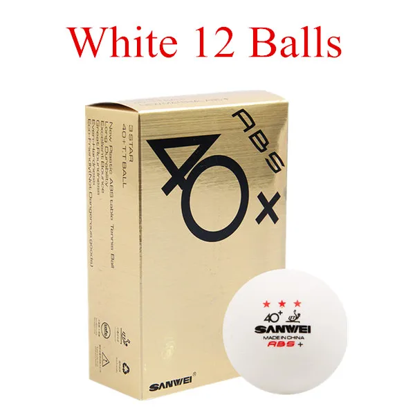 White 12 Balls SANWEI Gold 3-Star пластик 40+ настольный теннис мяч ITTF одобренный материал ABS поли пинг-понг шары - Цвет: White 12 Balls