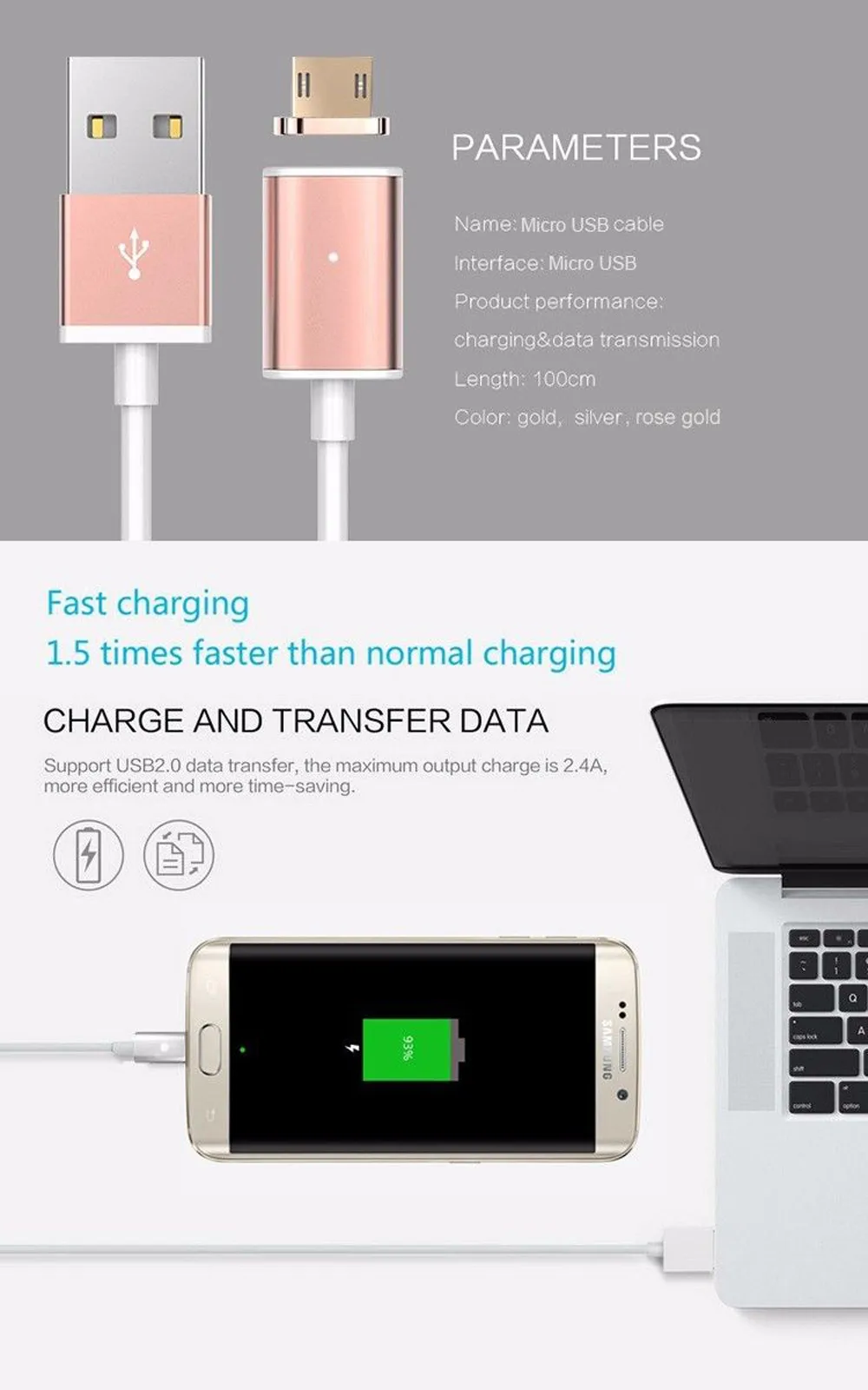 2 4 A Micro usb зарядный кабель Магнитный адаптер зарядное устройство для samsung Android LG
