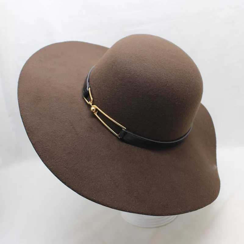 BING YUAN HAO XUAN шляпа Женская крыла широкая фетровая шляпа-котелок Fedora Floppy Sun Belt Cloche женская шапка большая шляпа