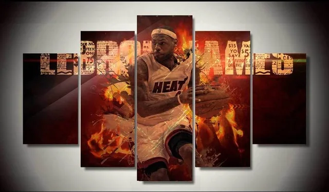Новинка 5 шт. холст искусство куадро разворачивается Lebron James 2 украшение для