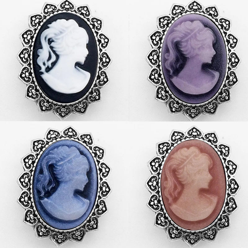 Металлические кнопки MF8665 в стиле ретро с рельефным изображением красоты