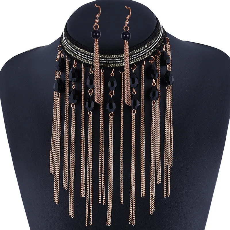 Богемный Африканский Комплект Ювелирных Изделий Кисточкой Колье Женщины