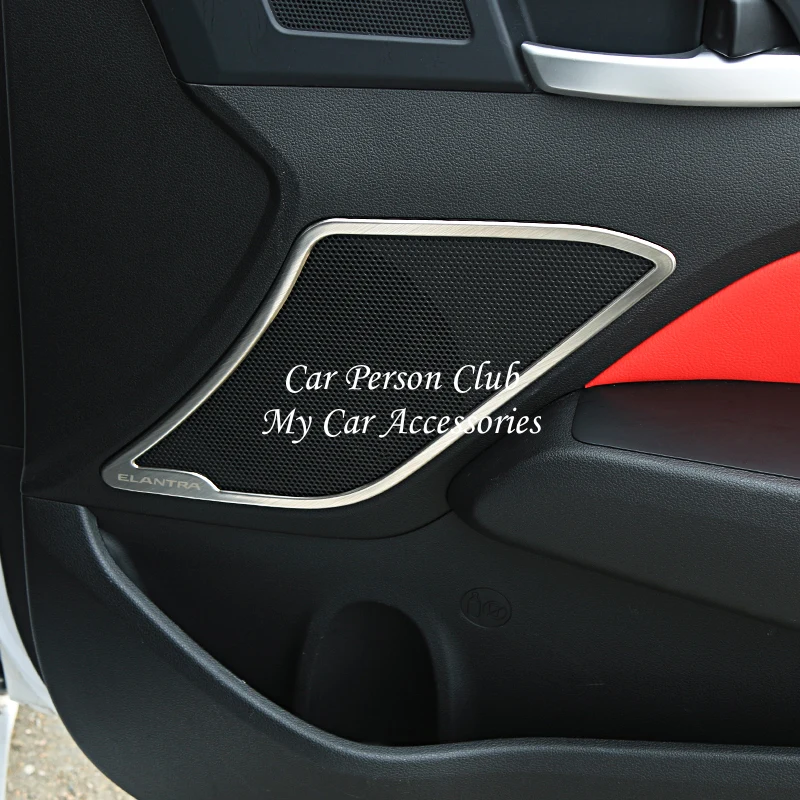 

For Hyundai Elantra 2016-2018 Interior Door Stereo Ring Speakers Audio Cover Trim Protector Stainless Steel Car Accessories