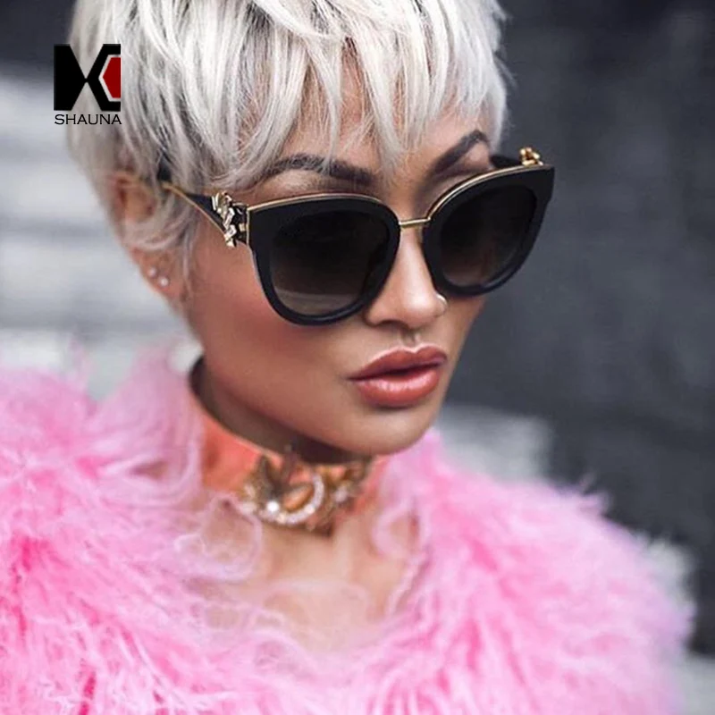SHAUNA Luxury Crystal Decoration Women Cat Eye Sunglasses Fashion Oversize Ladies Yellow Tinted Lens Shades | Аксессуары для