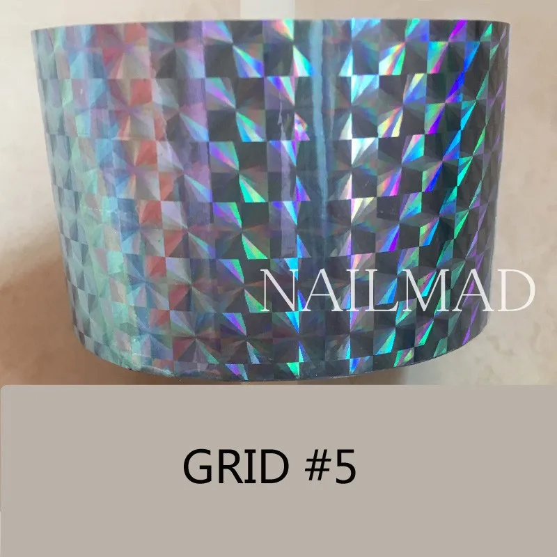 Grid 5 1 рулон 120 м* 4 см голографическая пленка для переноса ногтей лазерные серебряные наклейки для дизайна ногтей Фольга голографическая бумага для переноса - Цвет: Grid 5