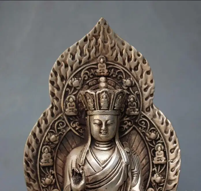 Тибетский серебряный DiZang Jizo King Ksitigarbha Bodhisattva статуя Будды|statue woman|buddha statue bronzebuddha wood