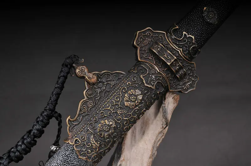 Китайский меч династии Тан прямое лезвие ручной работы Дамасская сложенная