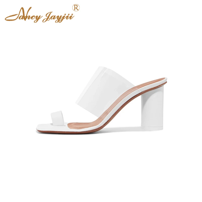 

PVC Strange Sandals Ladies Transparent Patchwork Summer Outside Shallow Circle Heel Jelly Shoes Woman Fashion Sexy 38
