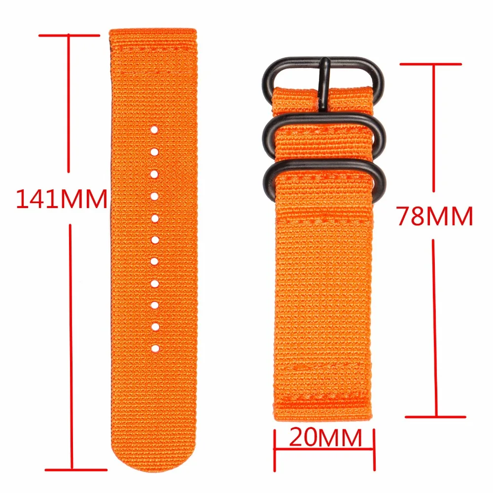 Оранжевый армейский ремешок для пехотных часов прочный нейлоновый с пряжками