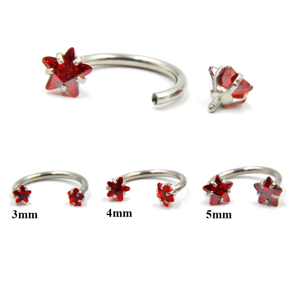 1 шт. хирургический стальной Опал/Циркон внутренняя нить Horseshow capatical кольцо с круглым камнем с круглым/StarGem ушной хрящ Earring16g