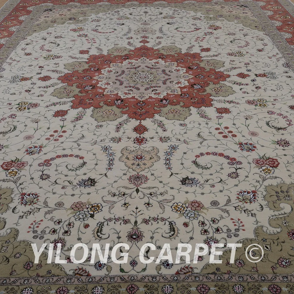 Традиционные персидские восточные шерстяные коврики Yilong 10 'x 14' бежевый