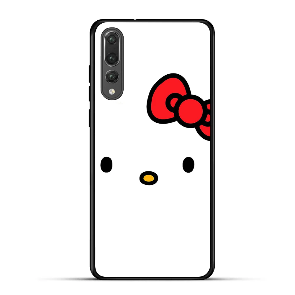 Черный ТПУ чехол для задней панели телефона Huawei P20 Hello Kitty Carcasa lite Mate 10 Lite Luxury