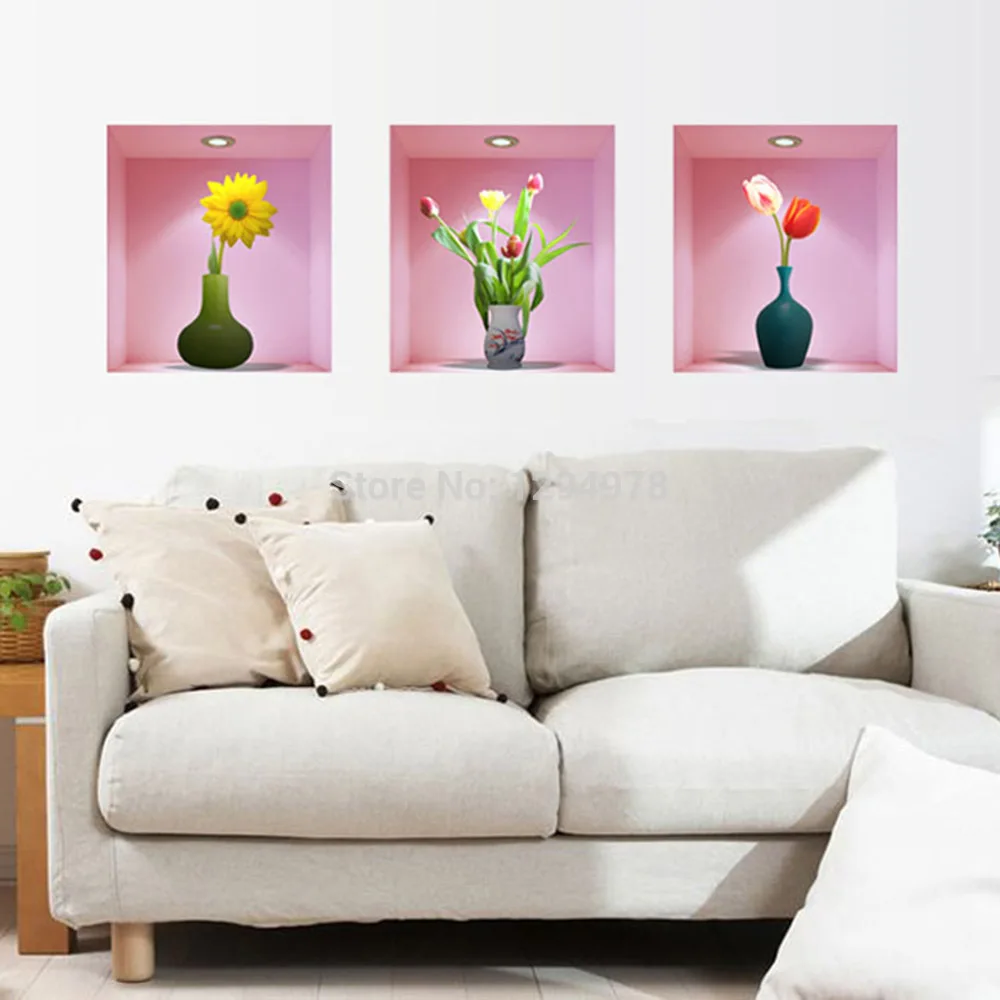 3d моделирование романтические тюльпаны ПВХ съемные настенные наклейки гостиная