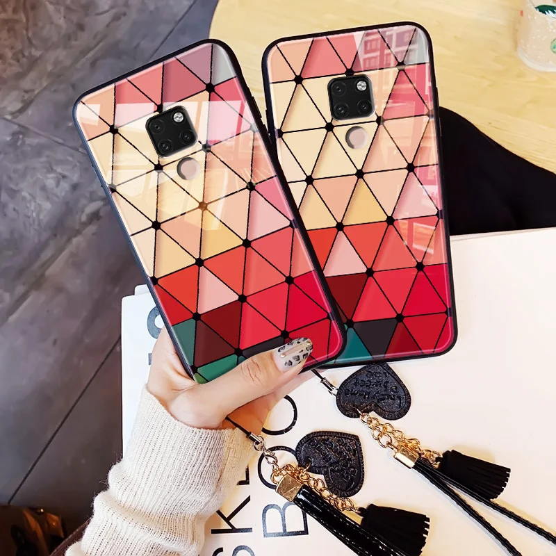 Manderm разноцветный Модный чехол для телефона из закаленного стекла на huawei P30 P20 Pro