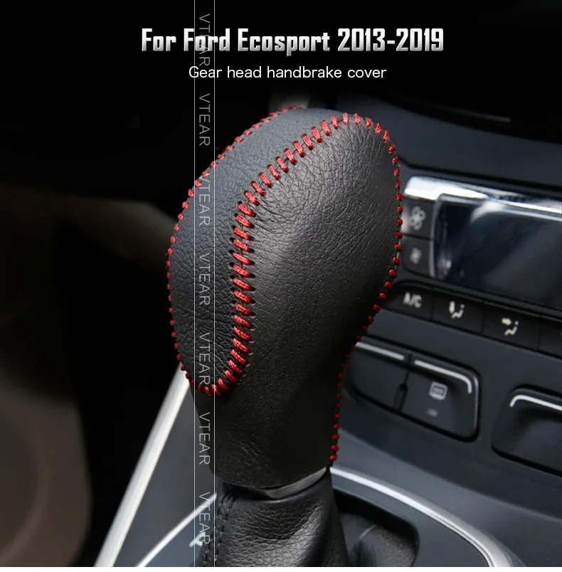 Vtear для Ford Ecosport рычаг переключения передач ручные тормоза ручки для салона автомобиля-Стайлинг ручной тормоз крышка ручной сшитый аксессуар 13-19