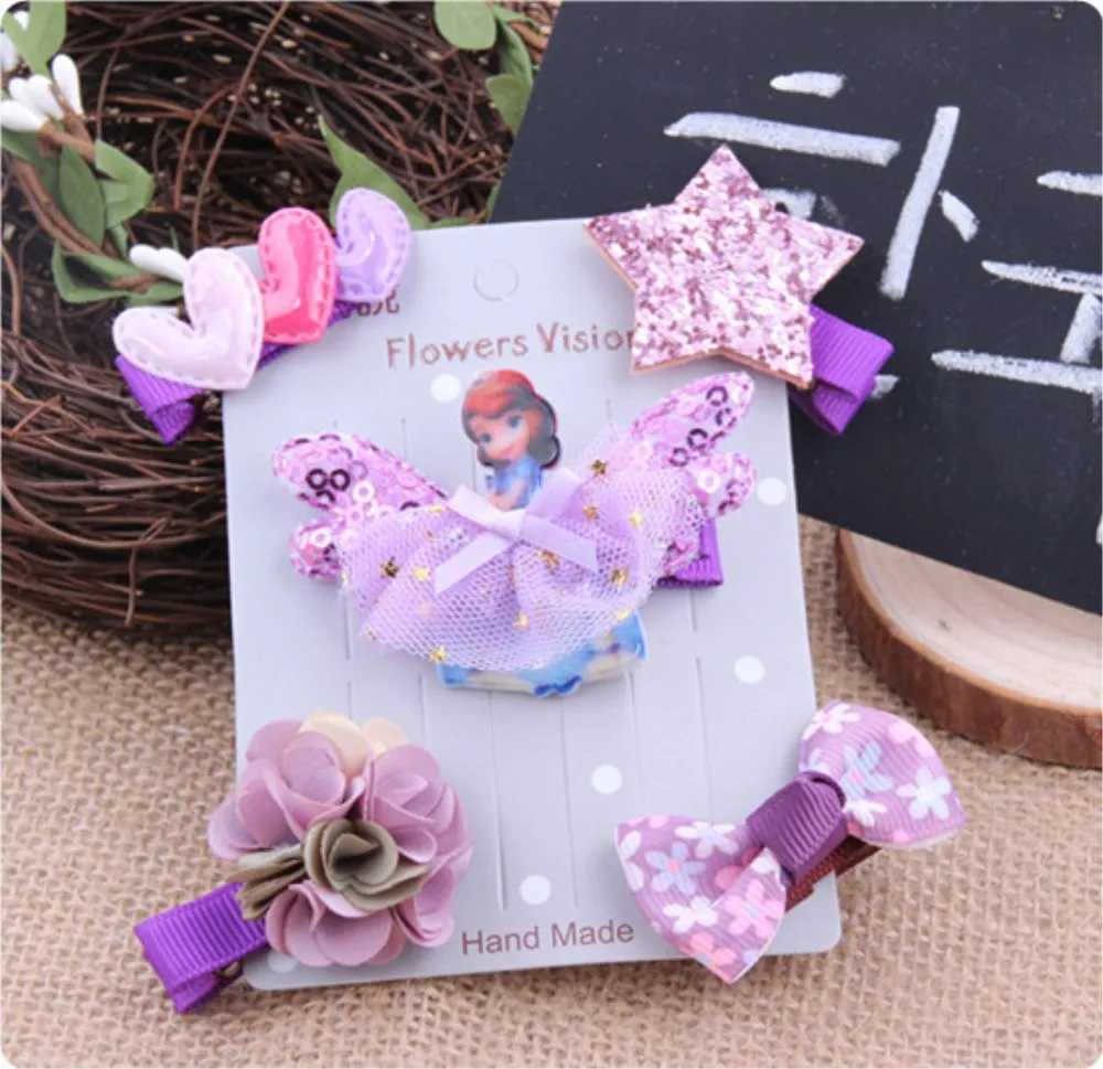 

5pcs set Kids Baby Girl Hair Clips Bow Hairpin Headband Headwear Accessories New