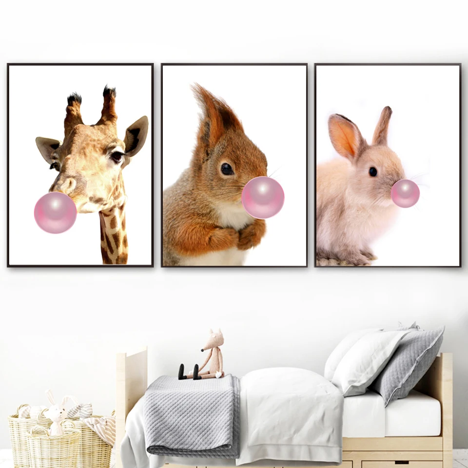 Настенный плакат в скандинавском стиле с изображением животных | Дом и сад