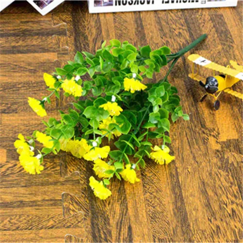 Бабочка Хризантема шелка Цветы Моделирование эвкалипт растения Цветок 6-вилка