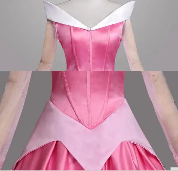 

Free shipping adult women halloween party S-XL pink sleeping beauty cosplay Costume dress adult role-palying