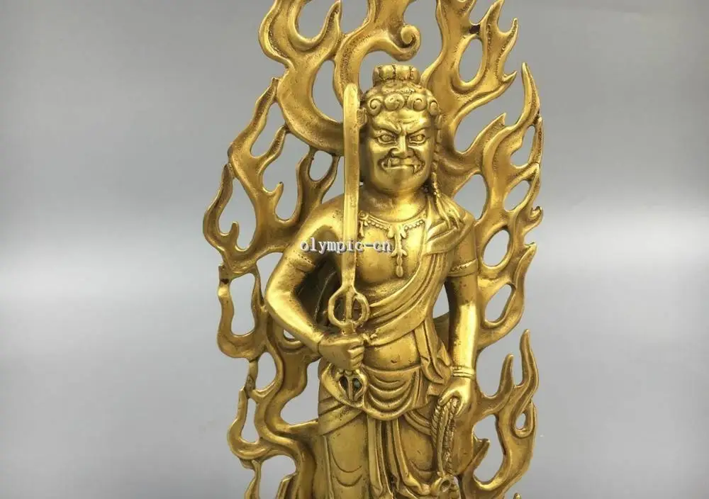 11''классика латунь резной Тибетский буддизм Vidyaraja акаланата статуя Будды |