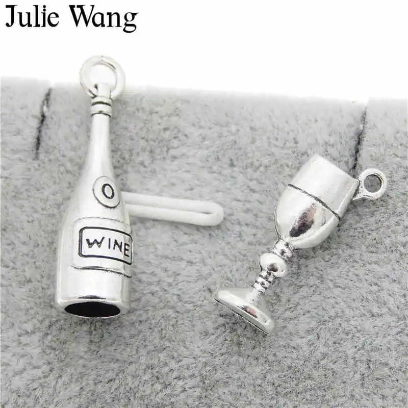 Julie Wang 12 шт. подвески в виде винной лампы сплав Античное серебряное покрытие
