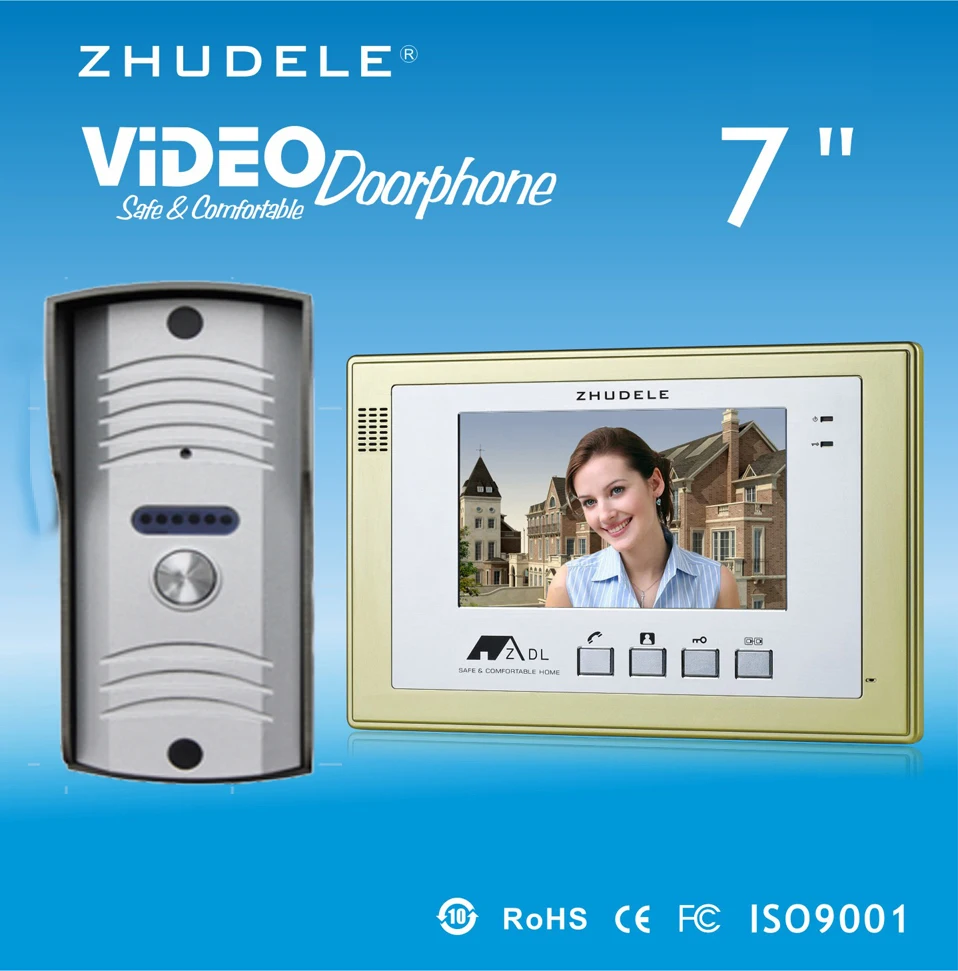ZHUDELE видео дверной звонок 7 &quotцветной TFT LCD монитор телефон двери W/t 1