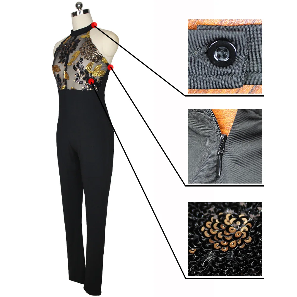 2017 Сексуальная Холтер Шеи С Плеча See Through Женщины блесток Комбинезон Спинки