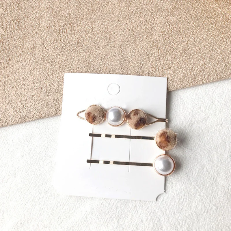 New Cute Colorful Pearl Barrettes For Women Students 3pcs/set Leopard Print Hairgrips Hair Stylings Jewelry Haircut | Украшения и