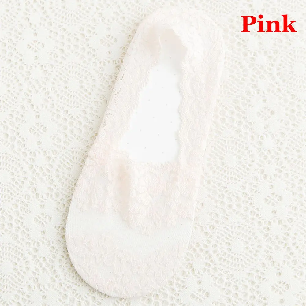 Style3-Pink Модные женские летние носки, невидимые противоскользящие подследники, хлопковые кружевные носки с цветочным узором, носки с высокой пяткой - Цвет: Style3-Pink