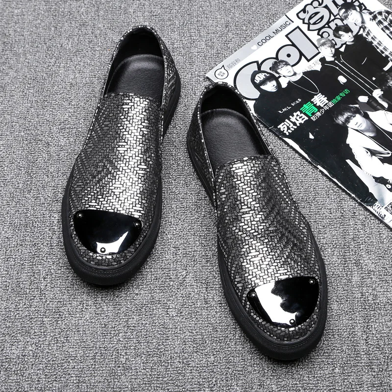 Sequined Silver Gold Crocodile Shoes Men Luxury Real Pattern Leather Casual Flats Fashion Single Low Cut Sapato Masculino | Обувь