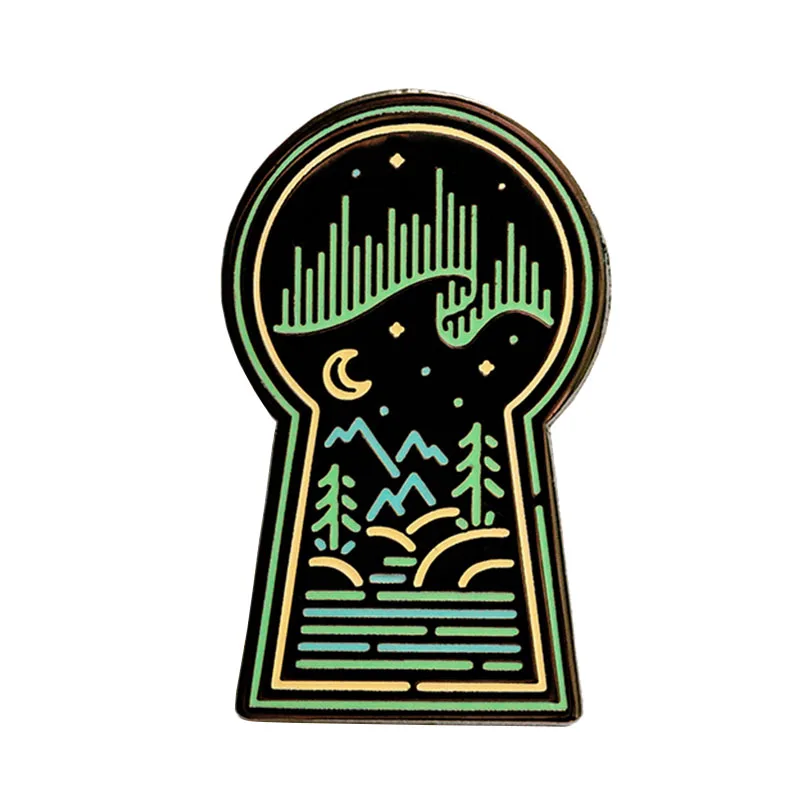 Эмалированный значок Aurora borealis Северное освещение Галактика Космос