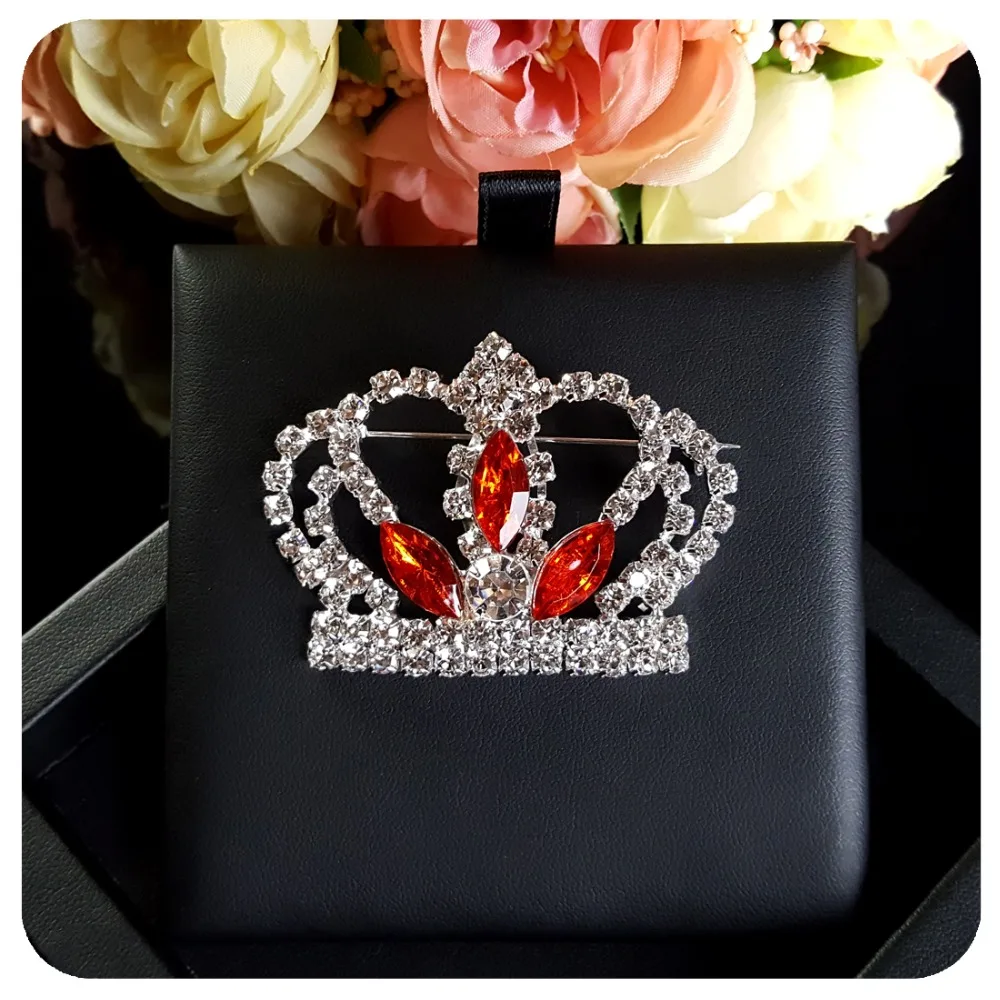 Blingbling брошь Корона со стразами с красными овальными камнями для королевы|crown