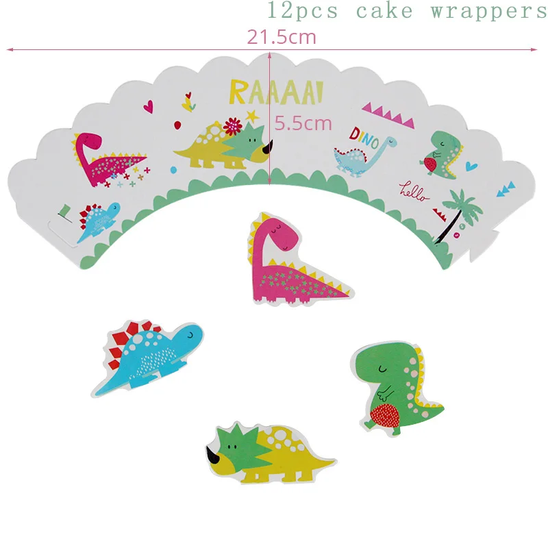cake wrappers Динозавр, вечерние одноразовые Одноразовая бумажная посуда, салфетка, украшение для дня рождения, вечеринки, для мальчиков, детский душ, вечерние принадлежности в джунглях - Цвет: cake wrappers