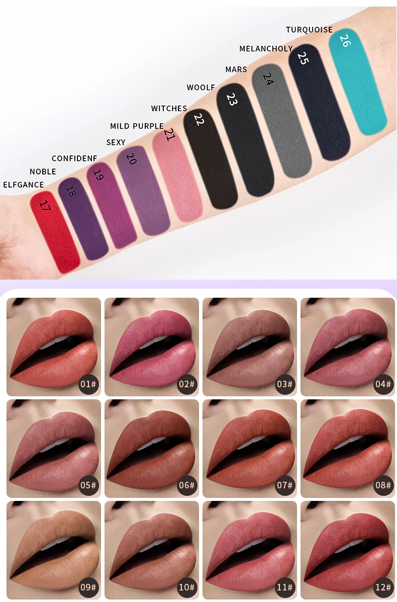 Pudaier макияж губ matte lip liner pencil waterpoof долговечный пикантные красные открытые помада ручка контур губ комплект серый, черный цвет PD013