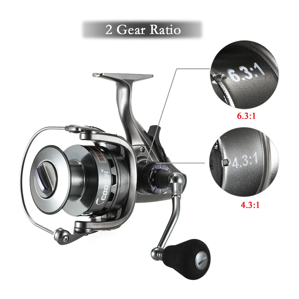 Спиннинговая катушка для ловли карпа 4 3: 1/6. 1Two Speed gear Ratio 10 + 1BB Drag спереди и сзади