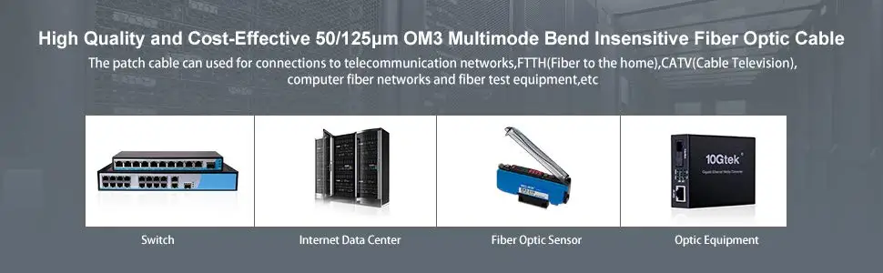 10Gtek 3M(10 футов) LC-LC OM3 дуплексный многомодовый 10G волоконный кабель 50/125 2 мм волоконно-оптическая Перемычка патч-корд