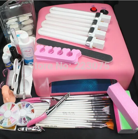 

New New Pro 36W UV GEL Pink Lamp Dryer & 15 Brush Nail Art Tool Kits