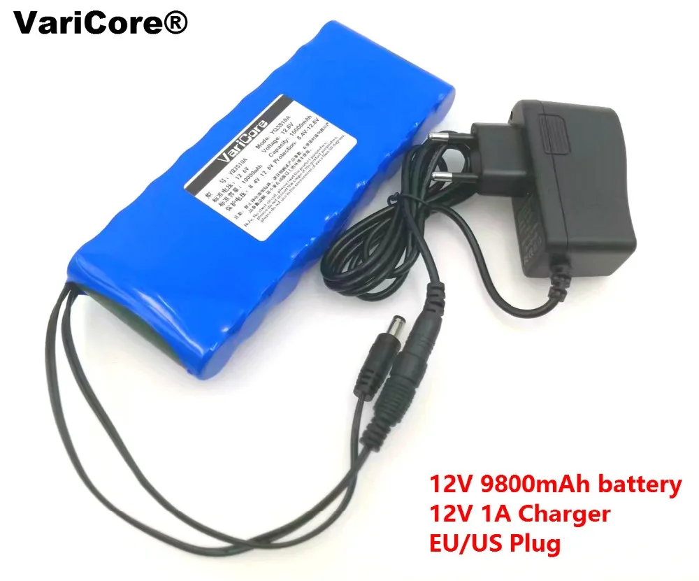 

12 v 9.8Ah 9800mAh 18650 перезаряжаемые батареи 12V литий-ионный аккумулятор Защитная плата CCTV монитор батарея + 12,6 V 1A зарядное устройство