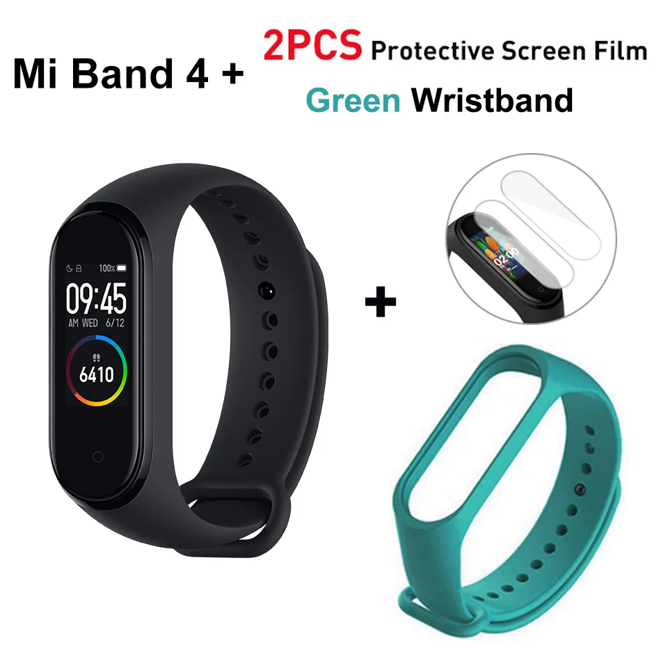 Band 4 add green Глобальная версия Фитнес-браслет Xiaomi Mi Band 4 - Цвет: Band 4 add green