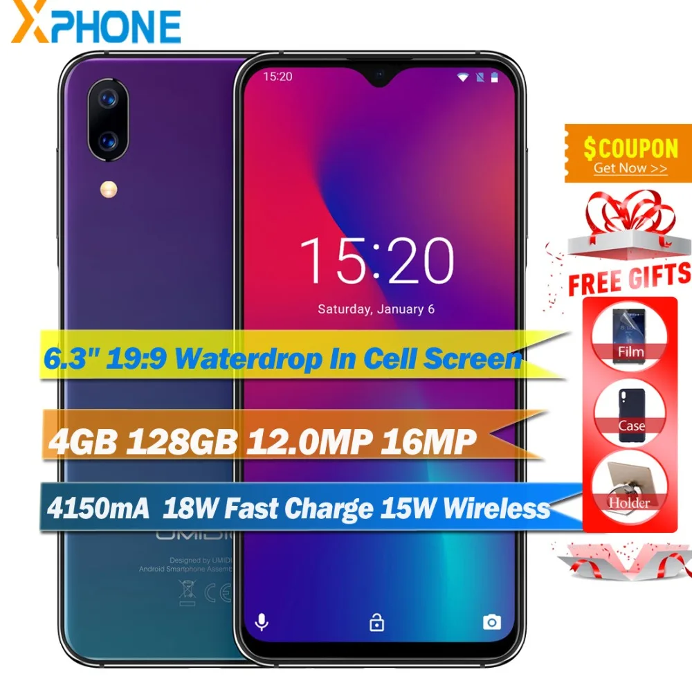 UMIDIGI One Max смартфон с 6 3 дюймовым дисплеем ОЗУ 4 Гб ПЗУ 128 ГБ Android 8 1|Смартфоны| |